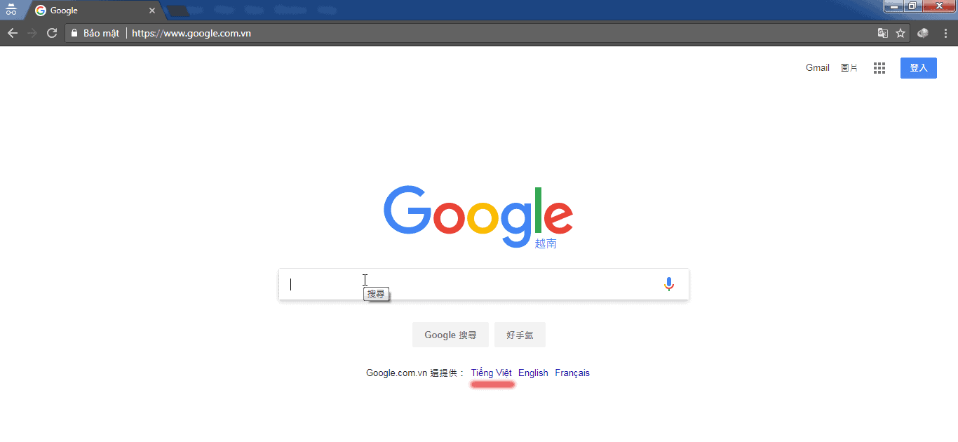 Chọn tiếng Việt cho Google Search 