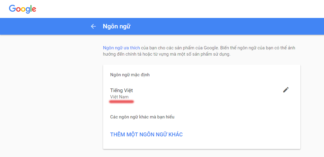 Thiết lập ngôn ngữ tài khoản Google