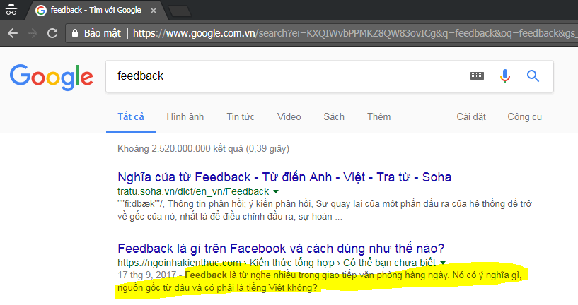 Mô tả trên Google Search