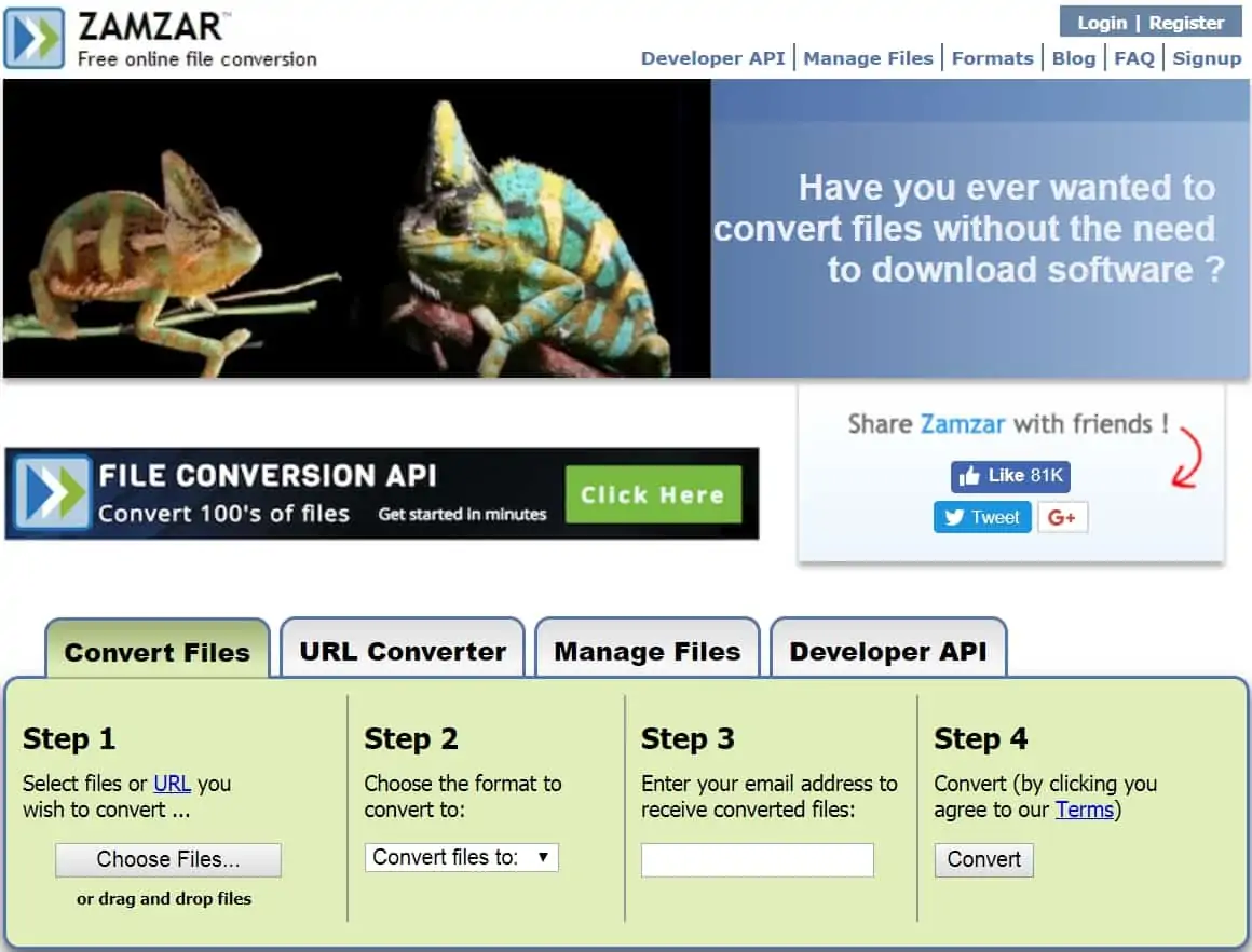 8 - Chuyển đổi file bất kỳ với trang web zamzar mà không cài phần mềm khác