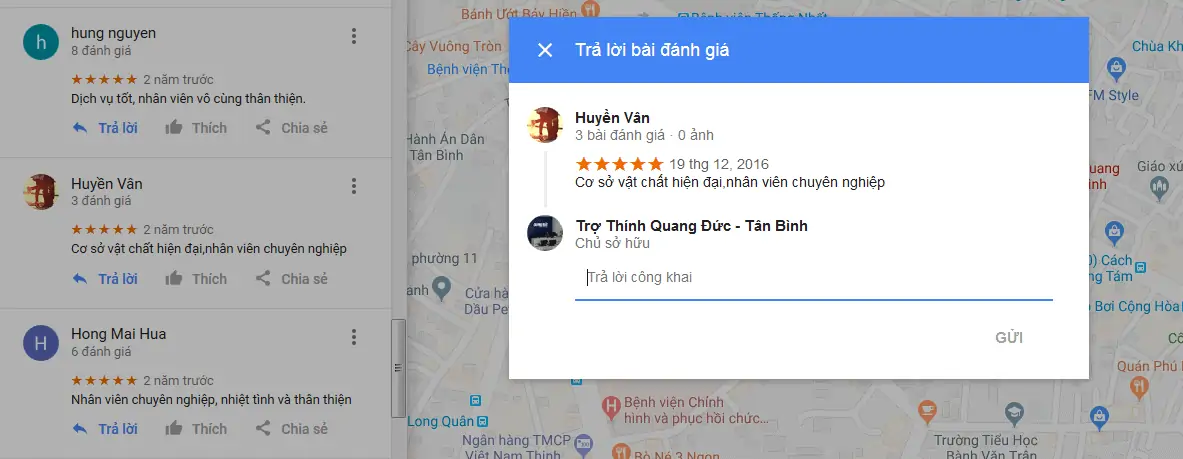 6 - Phản hồi trực tiếp với đánh giá người dùng trên Google Map