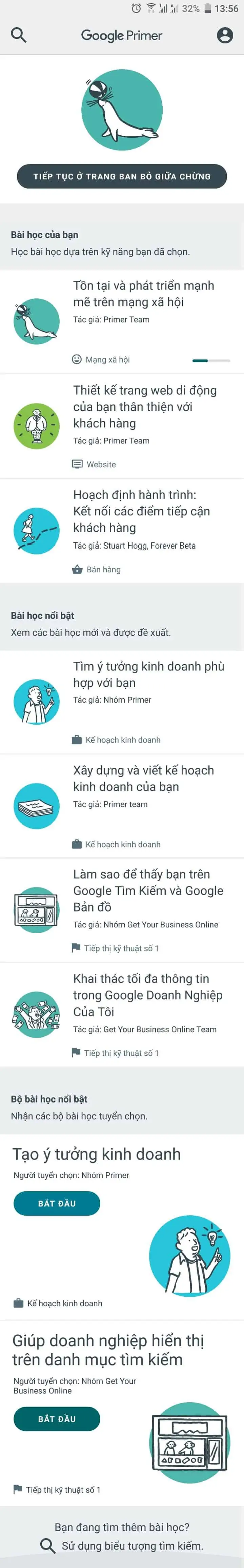 Giao diện Google Primer