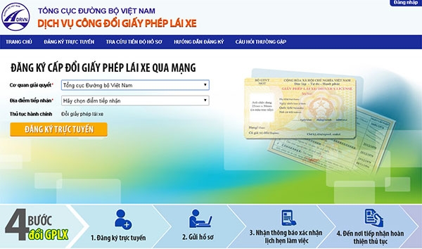 Cách đăng ký đổi giấy phép - bằng lái xe trực tuyến online qua mạng
